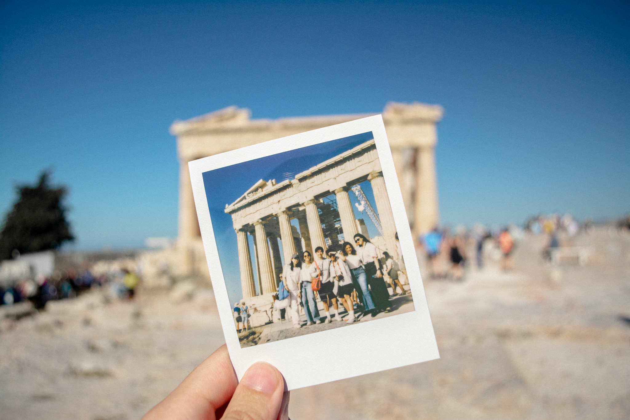 photo of a polaroid showing a group of students in athens greece