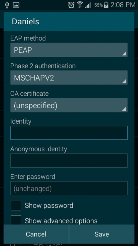 Android Wireless Setup Daniels