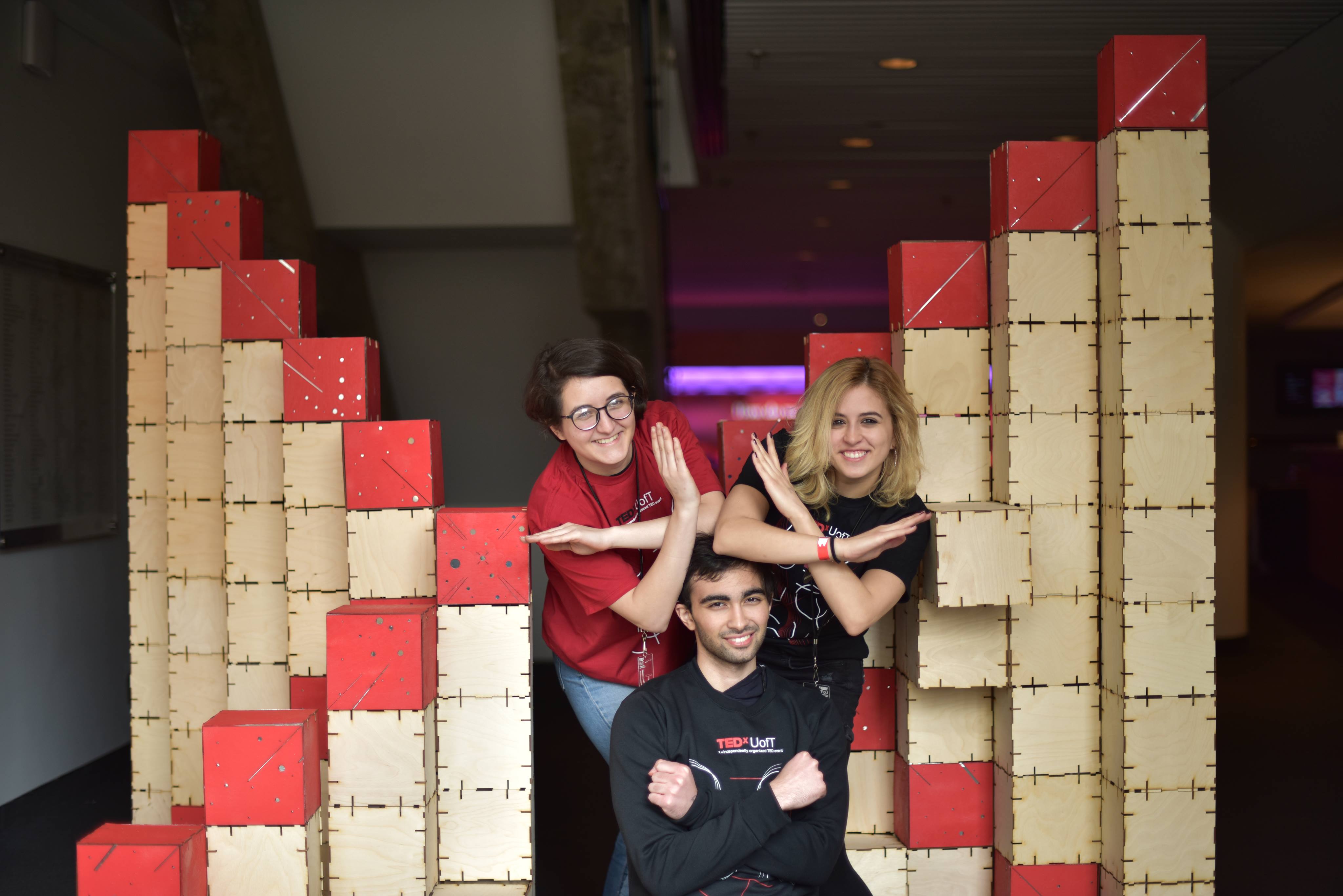 Dimah Ghazal, Ous Abou Ras, and Adriana Sadun with winning project