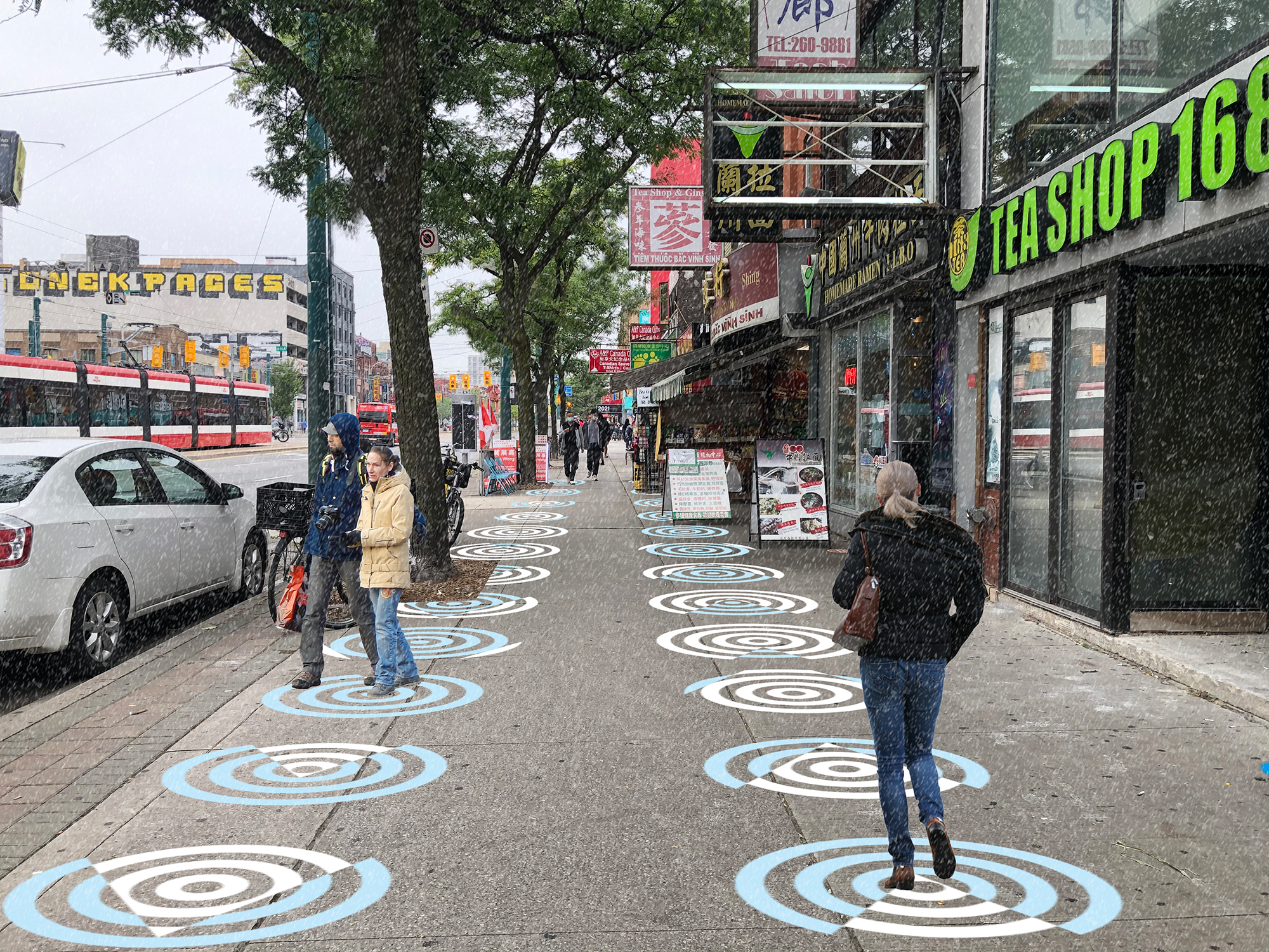 Andrea Kinsella and Gabriela Sciortino's sidewalk markings