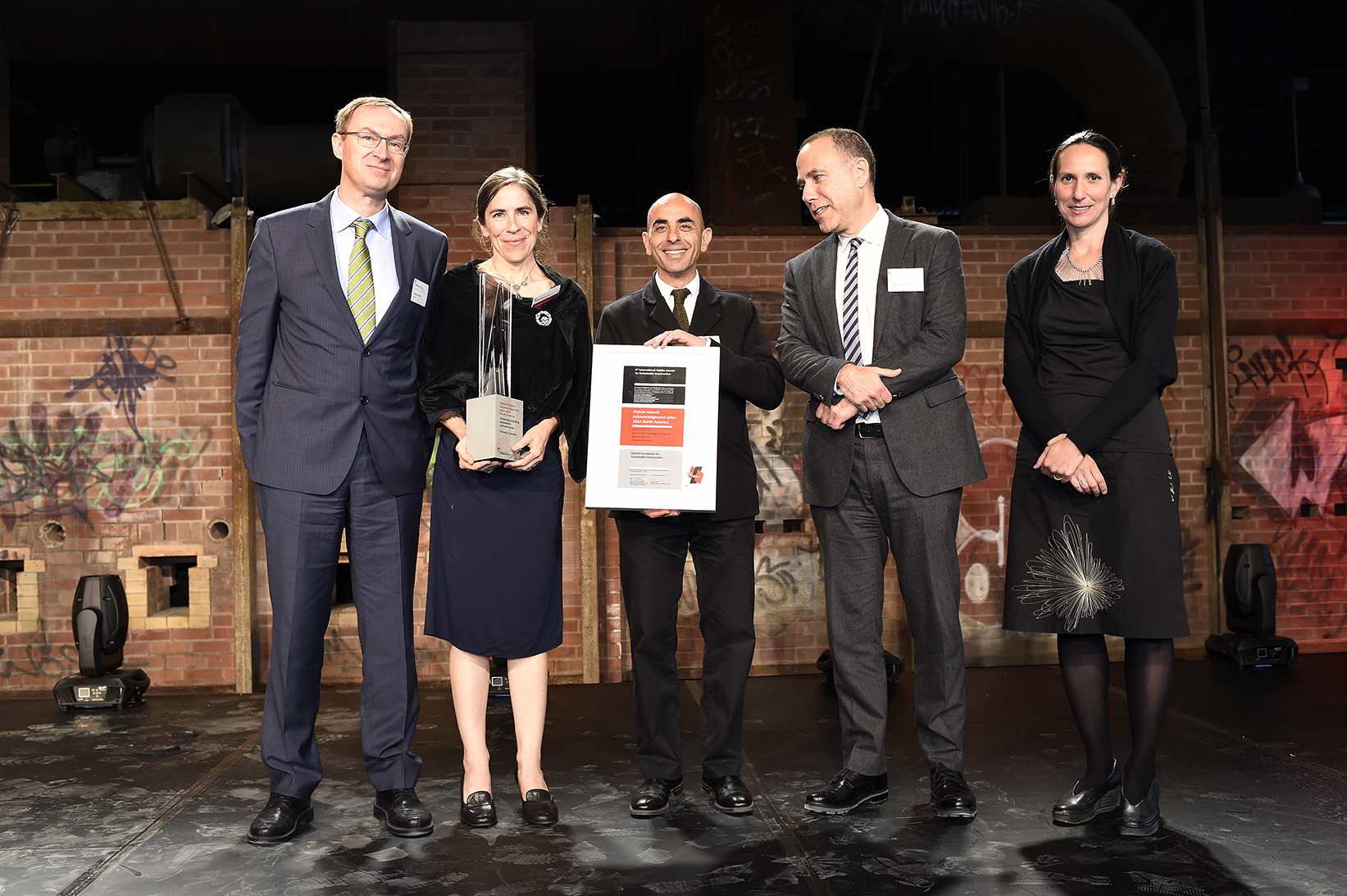 2013 Holcim Awards. From left to right: Katie Faulkner, Nader Tehrani, Richard Sommer, and Lola Sheppard 