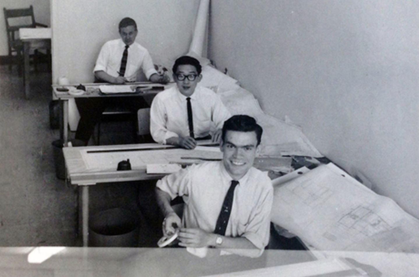 Unknown author (student summer job), Toronto, May 1959. George Baird (front), Ted Teshima (behind). Courtesy of Canadian Architectural Archives, University of Calgary.