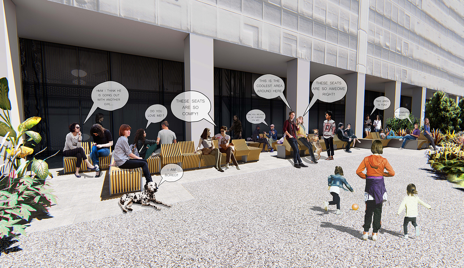 Pedram Karimi's campus bench proposal rendering