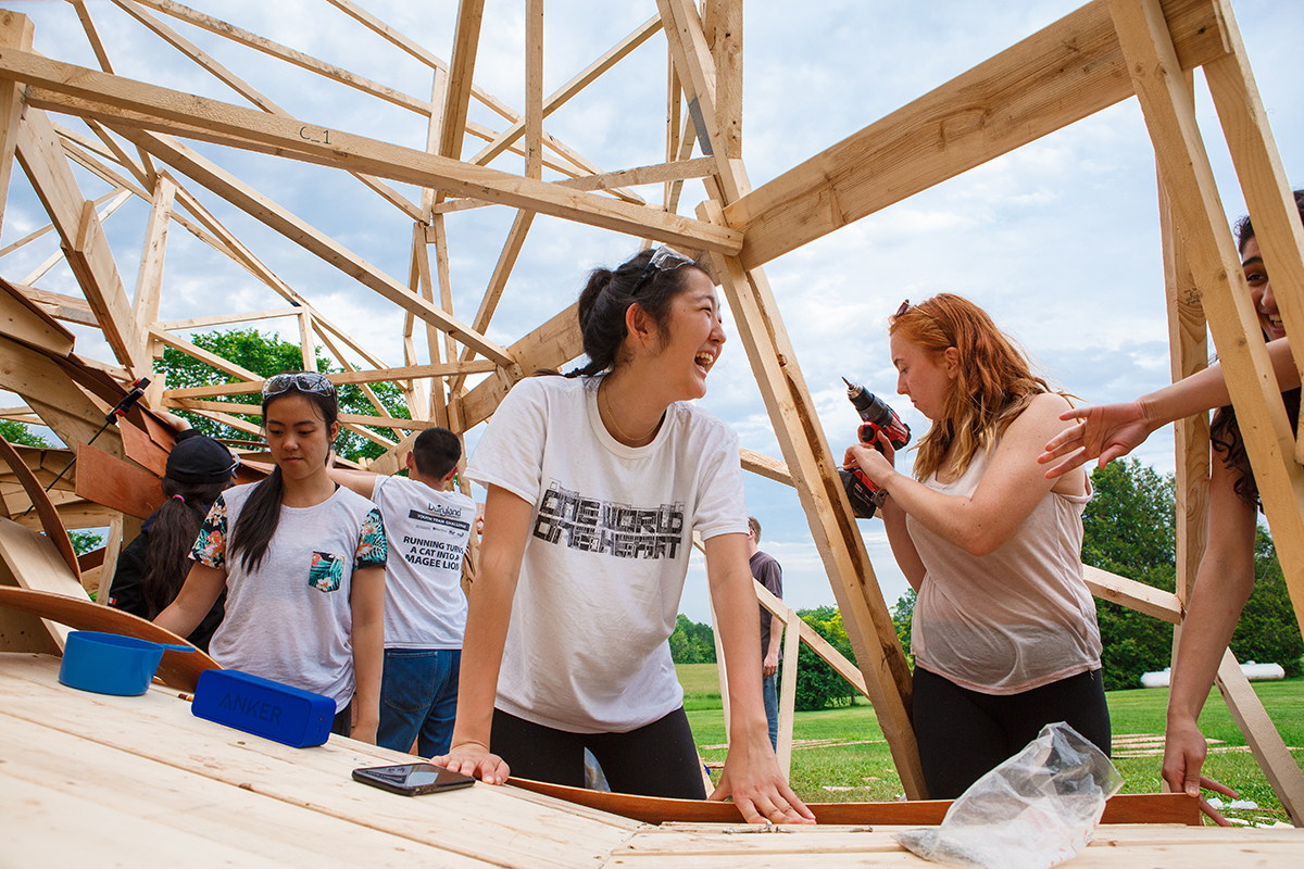 Students building Project