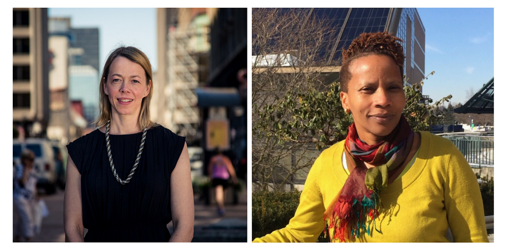 a diptych photo featuring Alissa North (white woman) on the left and Kaari Kitawi (Black woman) on the right.